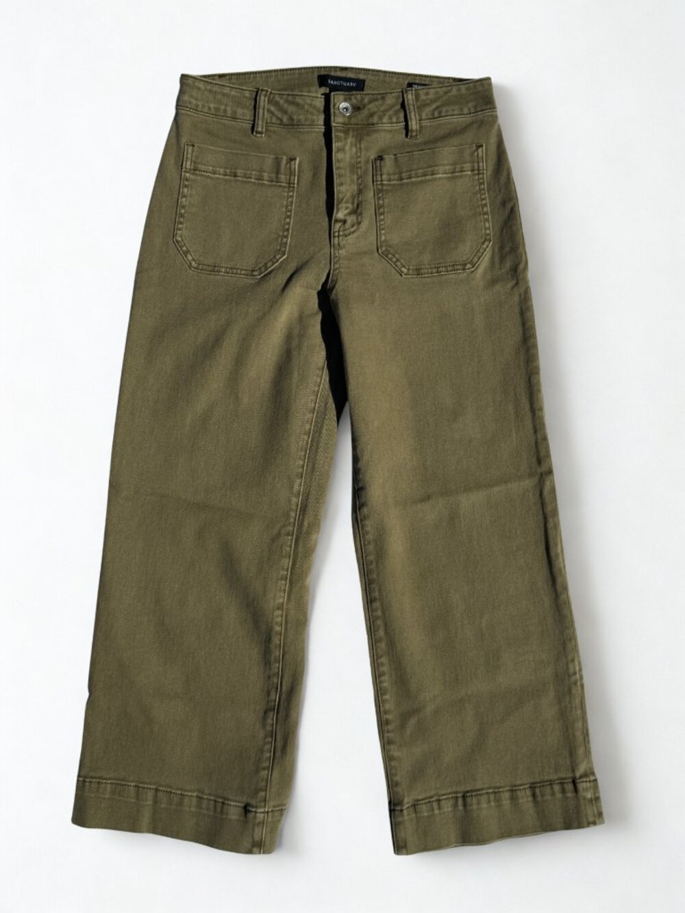 Sanctuary Marine Crop Wide Leg Pants Women's Size 28 Olive Green Standard Rise C